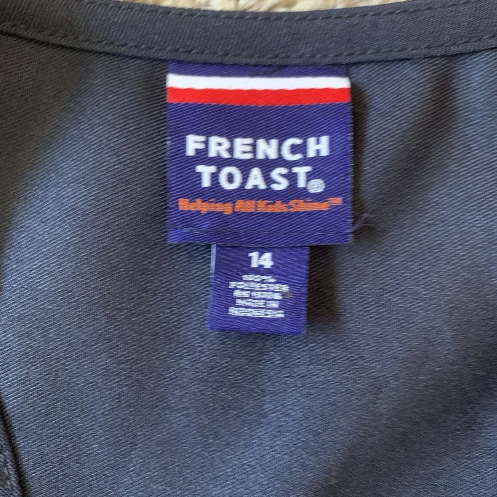 French Toast Girls Uniform Jumper Girls Size‎ 14 Navy Blue Pleated V-neck - Picture 4 of 9